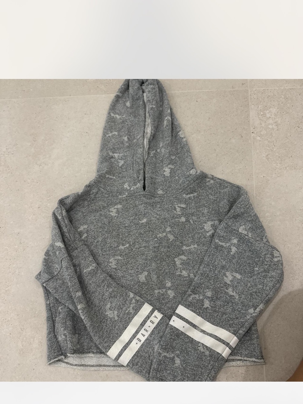 Barry’s bootcamp cropped grey hoodie size small